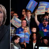 Hillary Clinton och Bernie Sanders fans