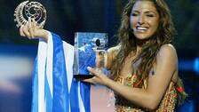 Bild på hur det såg ut när Helena Paparizou vann Eurovision Song Contest 2005 med "My Number One".