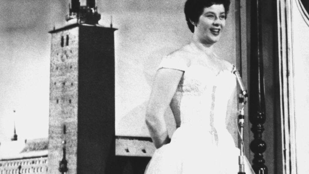 Foto: SVT Bild I den svenska uttagningen vann Siw Malmkvist med låten "Augustin", men Brita Borg fick representera Sverige i Eurovision Song Contest 1959.