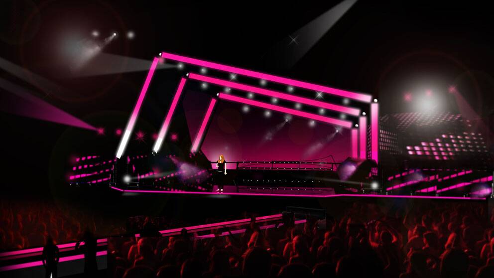 Skiss på scenen i Melodifestivalen 2013.