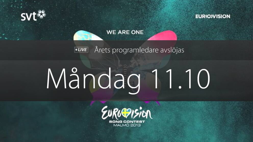 Foto: SVT Årets programledare för Eurovision Song Contest avslöjas måndag klockan 11.10