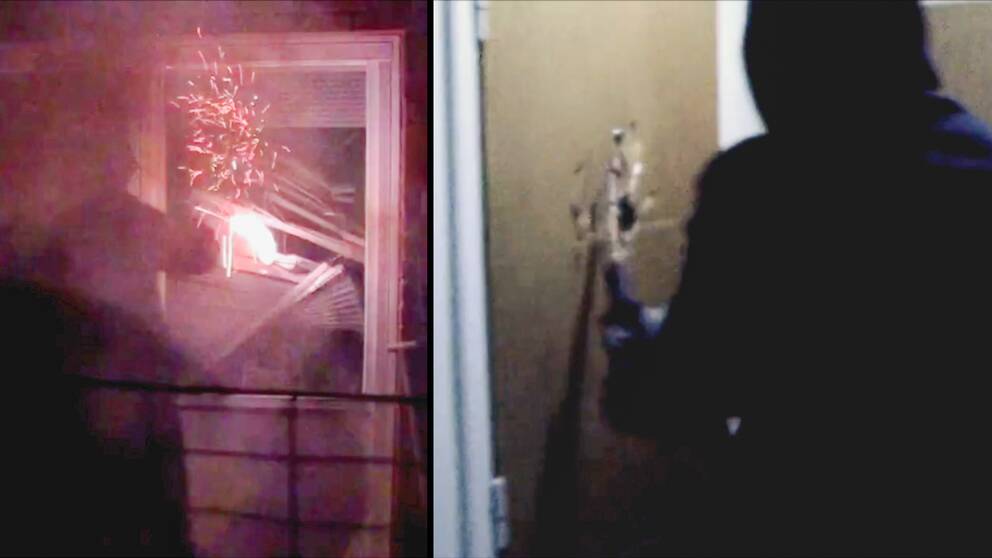Foto: Revolutionära Fronten I Torshälla utanför Eskilstuna gjorde Revolutionära Fronten gjorde flera attacker mot en 26 årig man varit aktiv i högerextrema kretsar. Bland annat yxhugg i dörren och en rökbomb. Enligt räddningstjänsten fanns det risk för eldsvåda i lägenhetshuset.