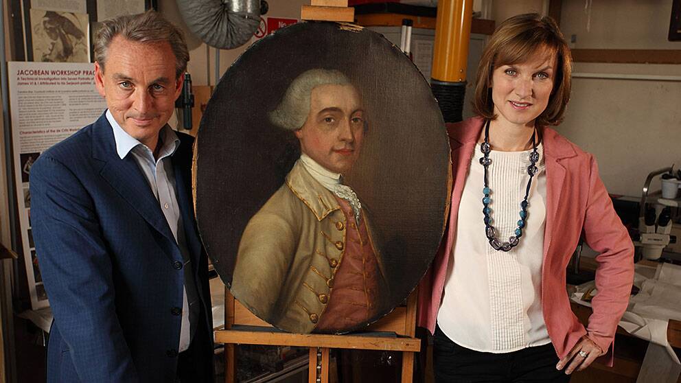 Foto: BBC/All3Media Journalisten Fiona Bruce och konstexperten Philip Mould
