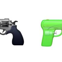Två generationer av vapen-emojis.