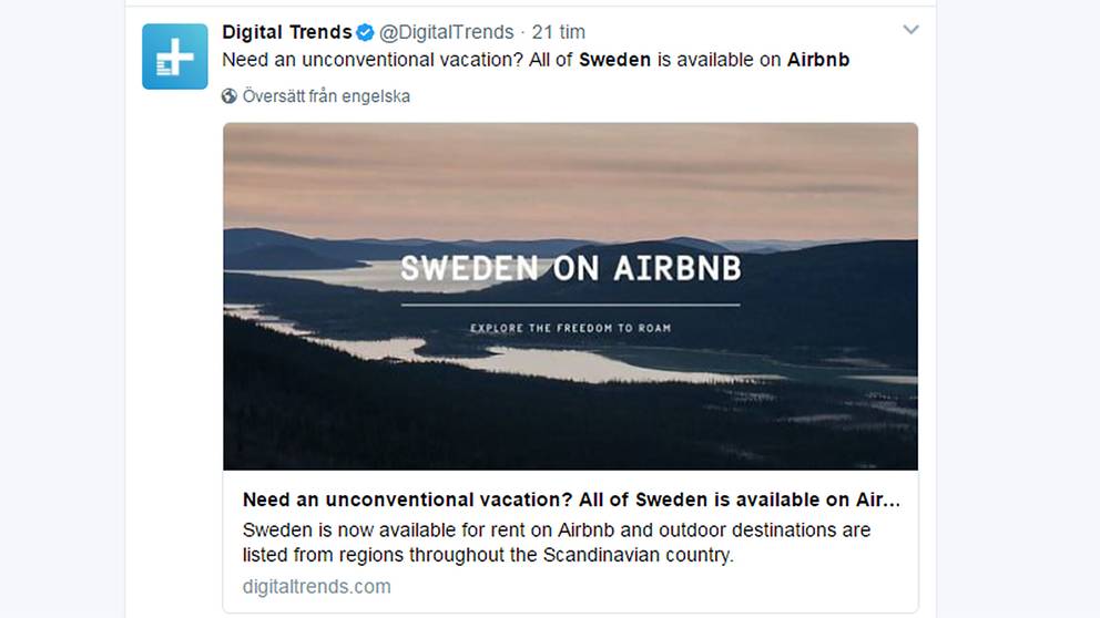 Hela landet Sverige på Airbnb SVT Nyheter