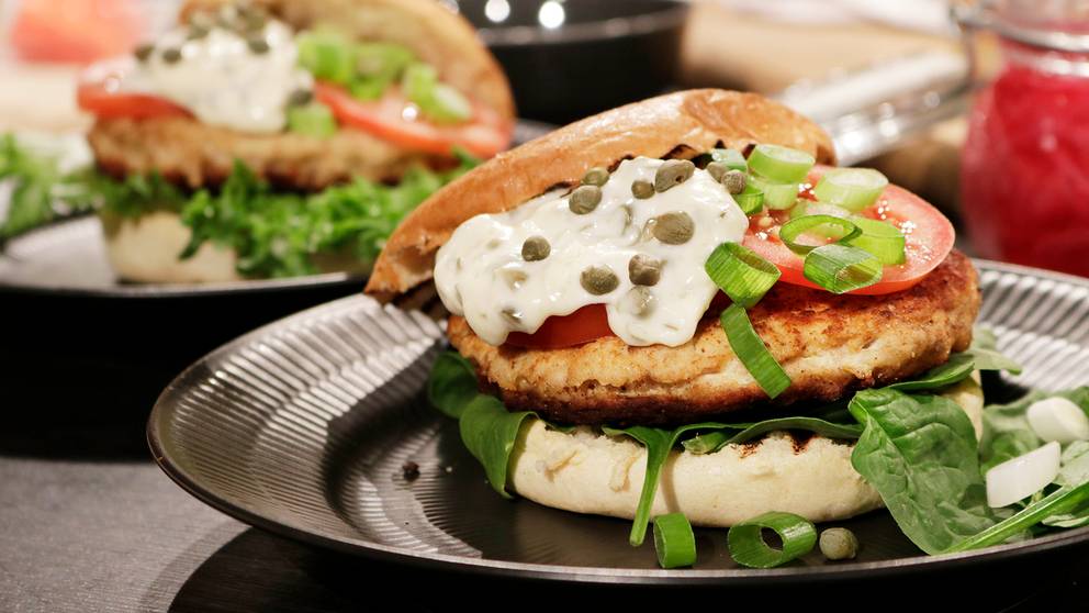 Fiskburgare med kaprismajonnäs SVT recept