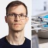 Porträtt på Fredrik Rücker och en bild av vaccinationssprutor
