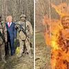 brinnande Trump-docka