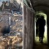 En tunnelnedgång, och en israelisk soldat i en tunnel under Al-Shifasjukhuset