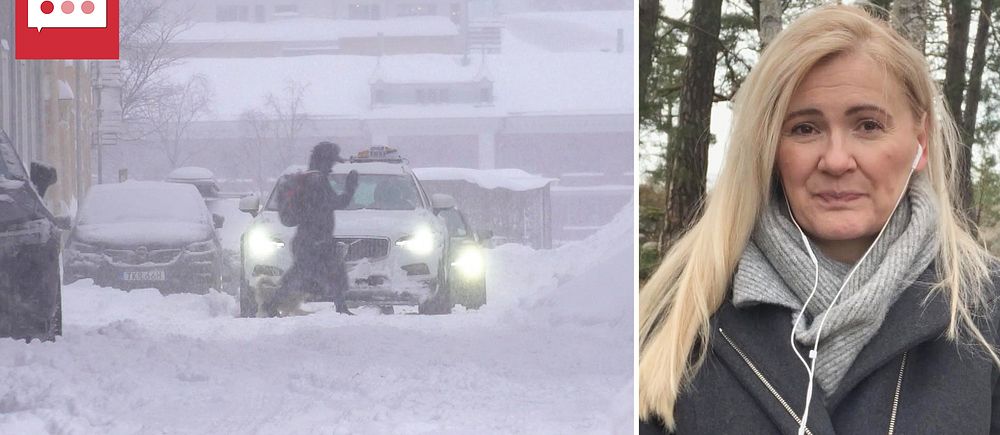 Deana Bajic som är meteorolog på SVT beskriver snödjupet i Västerbotten