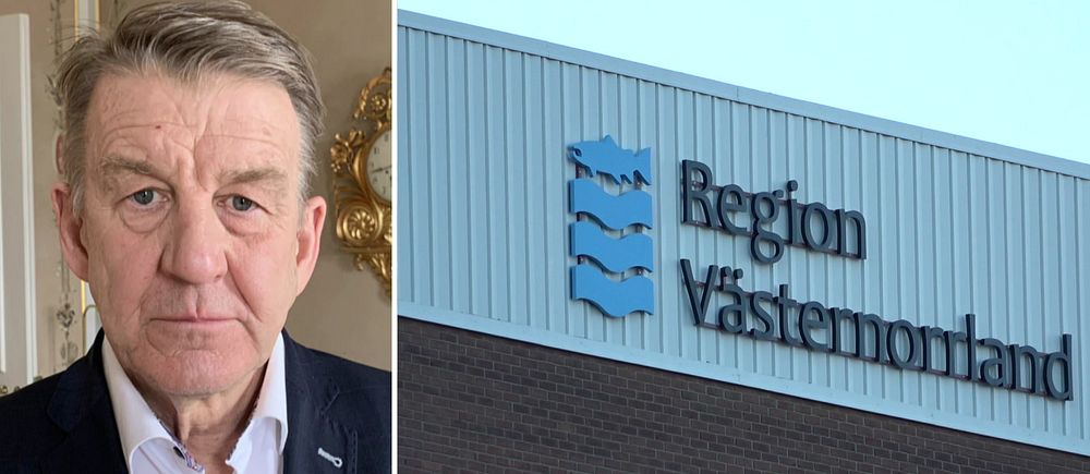 Till vänster i bild syns Anders Sylvan, han tittar rakt in i kameran. Till höger är en skylt där det står Region Västernorrland.