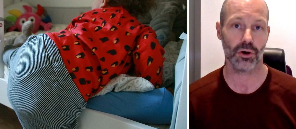 Vänster: Ett barn som kliver av sängen Höger: Olof Hertting, barninfektionsläkare