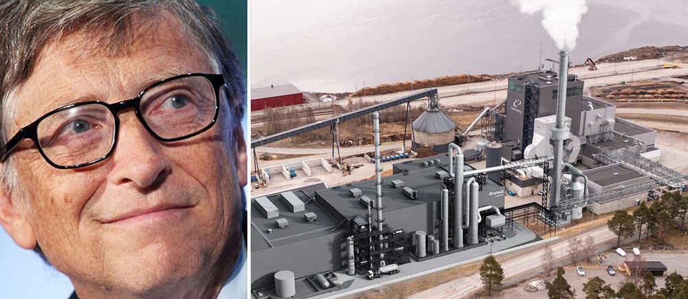 Bill Gates syns till vänster i bild och till höger syns en ritning över FlagshipONE.