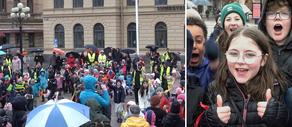 Massdans på stora torget i Sundsvall med över 700 skolever som deltog