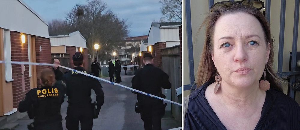 Mordplatsen i Navestad och 24-åringens advokat Johanna Bergman.