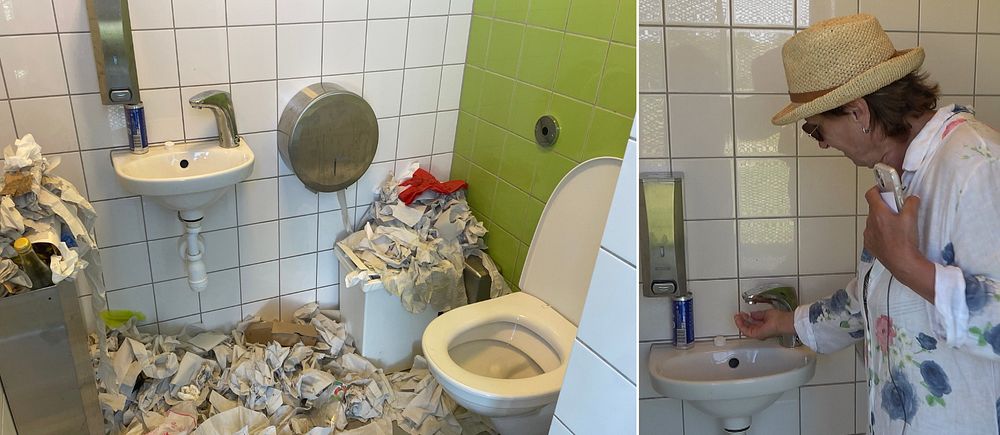 Nedsmutsad toalett på Askimsbadet