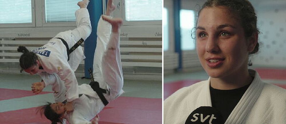 Tara Babulfath på judomattan och i en intervju med SVT.