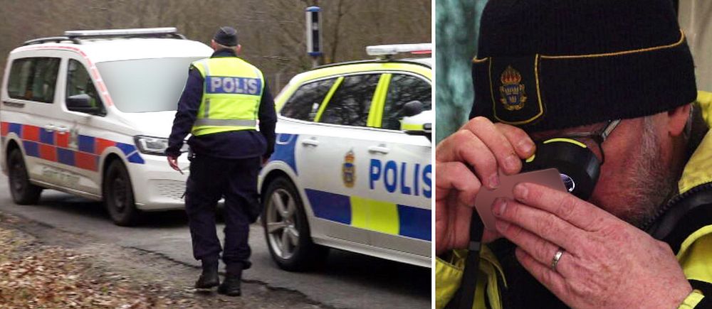 Poliskontroll i Malmö där kommunens skåpbil är stannad. På bilden syns också en polis som kontrollerar förarens falska körkort.