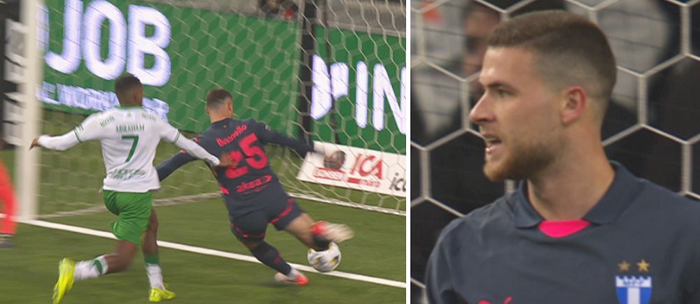 Delad bild. Till vänster: fotbollsspelare vid målet. Till höger: målvakt i målburen.