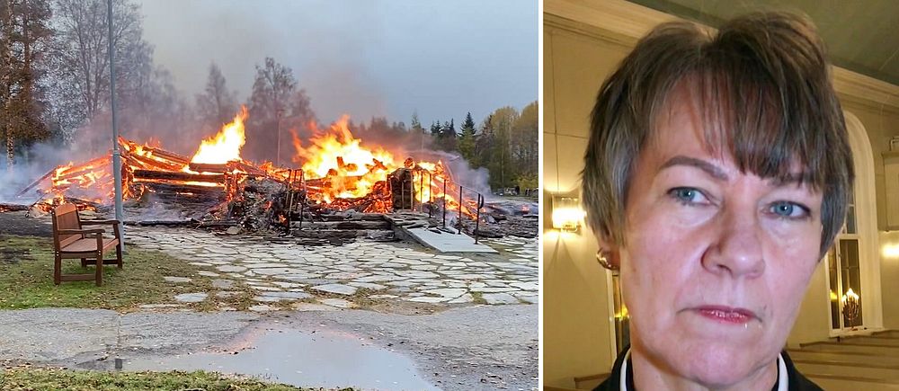 Kyrkobranden till vänster och kyrkoherden till höger.