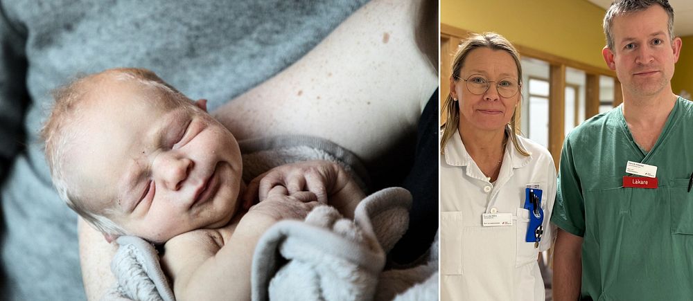 Nyfödd bebis. Vårdpersonal i väntrum. Ann du Rietz, Henrik Hillerdal.