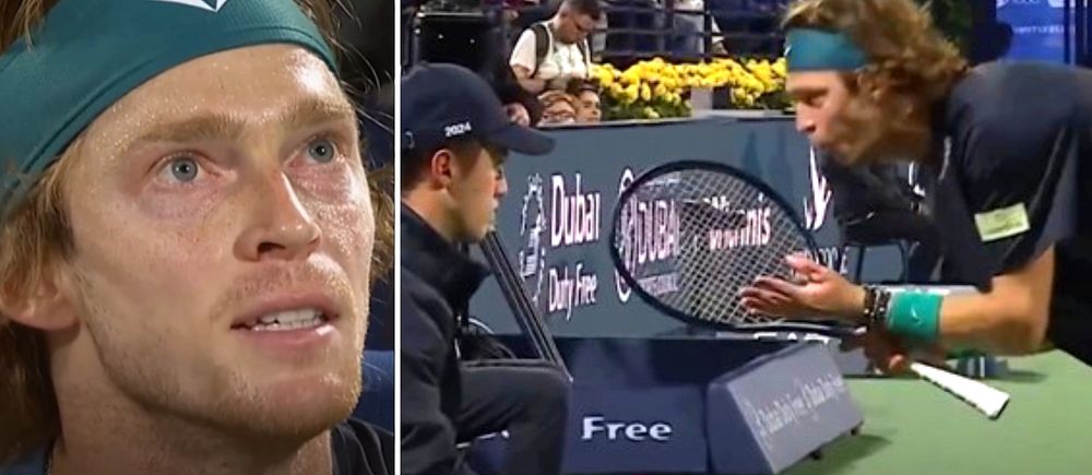 Andrej Rublev rasande på domaren på ATP-turneringen i Dubai.