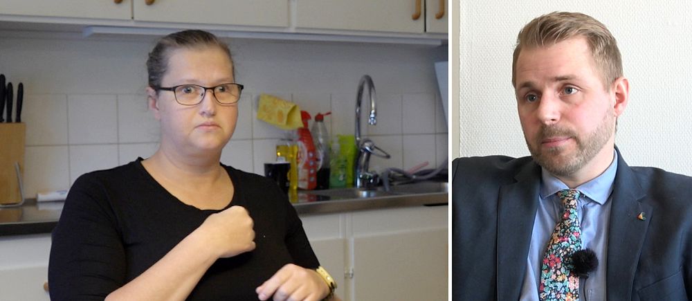 Dövblinda Evelina Lindberg och politikern Thomas Söderström, liberal i Luleå.
