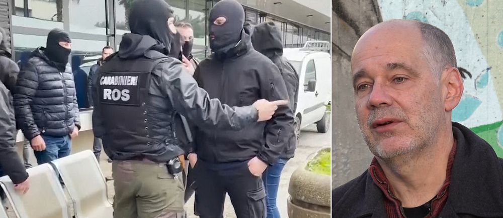 maskerad italiensk polis och en man i kavaj