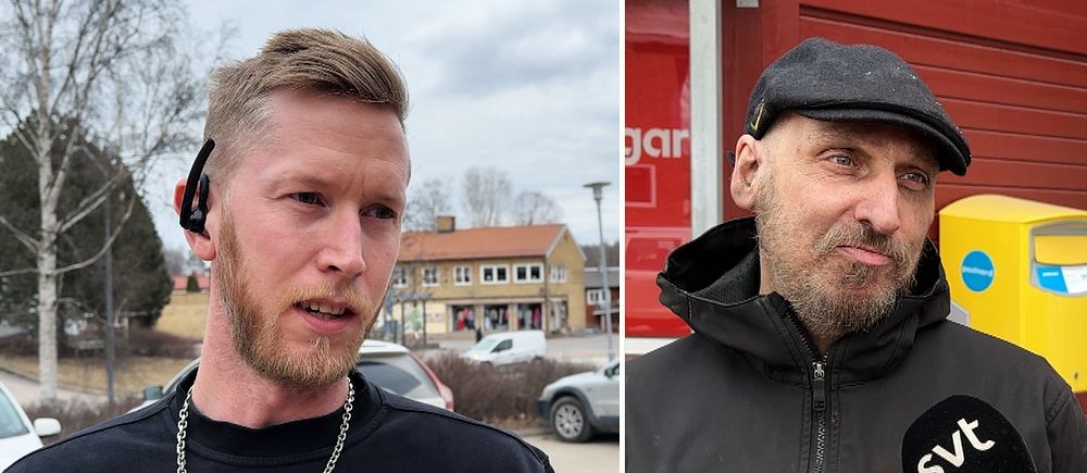 Delad bild. Vänster: En man blir intervjuad i svart tröja. Höger: En man blir intervjuad i en svart jacka och en keps på huvudet .
