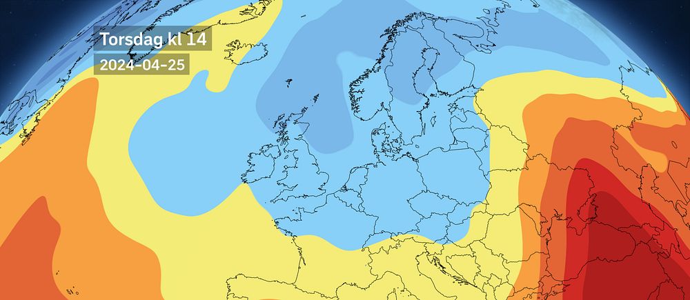 Väderkarta som visar väder i Europa – temperaturprognos för kommande dagar
