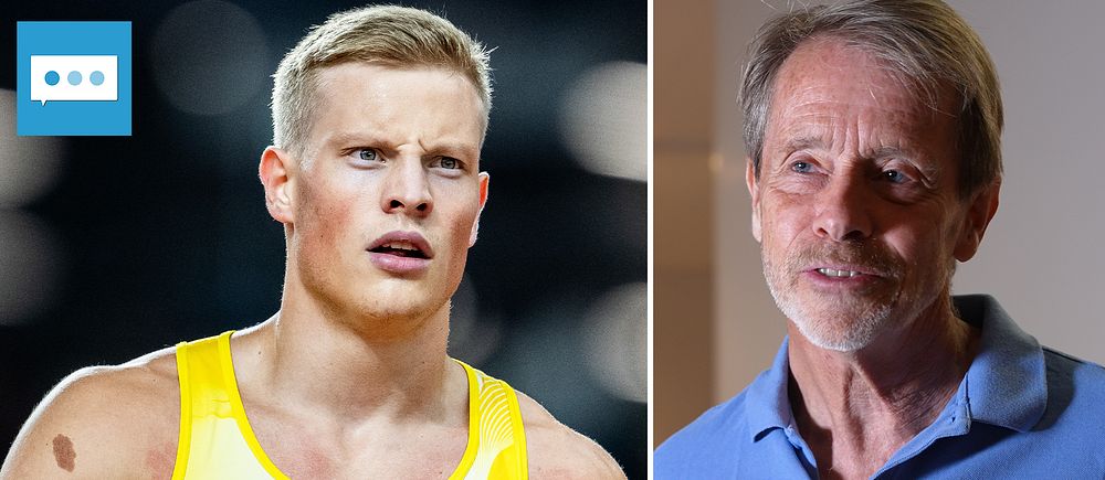 Sprinterstjärnan Henrik Larsson och SVT:s kommentator Jacob Hård.