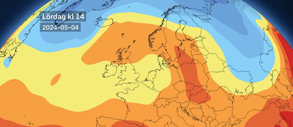 Väderkarta som visar väder i Europa – prognos för kommande dagar