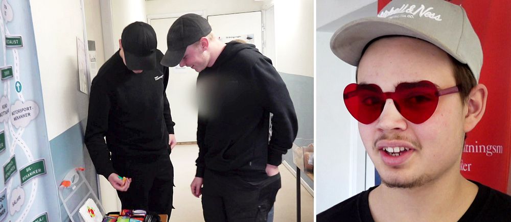 tre killar besöker med svarta tröjor och keps får besök av ungdomsmottagningen i Nyköping