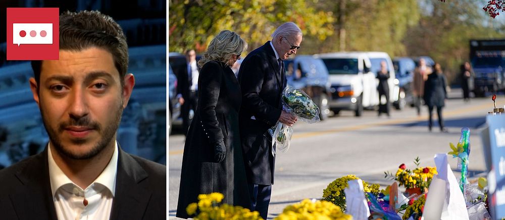 Fouad Youcefi, Joe och Jill Biden vid minnesplats