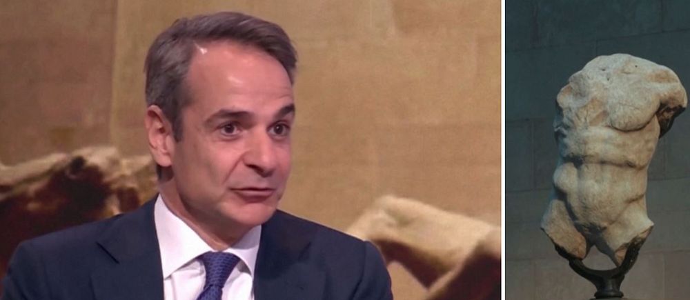 Greklands premiärminister och skulptur