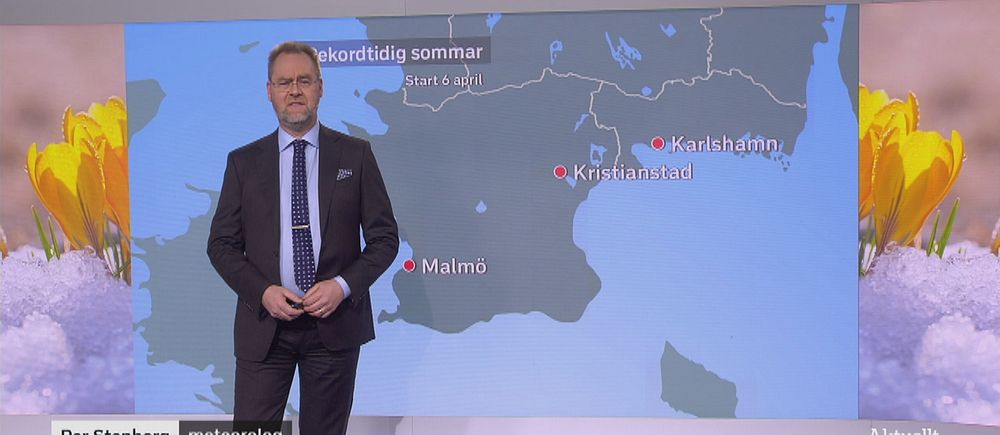 SVT:s meteorolog Per Stenborg berättar om att Malmö, Kristianstad och Karlshamn noterat nytt svenskt datumrekord (6 april) för tidig sommarstart.