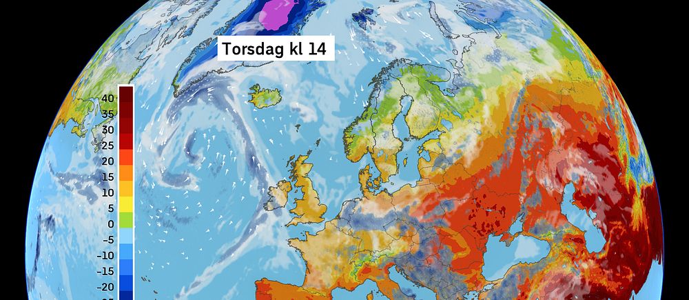 Väderkarta som visar väder i Europa – prognos för de kommande dagarna