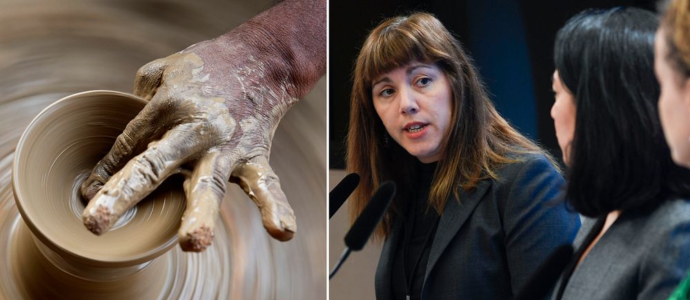 drejning Vasiliki Tsouplaki (V), Lawen Redar (S) och Amanda Lind (MP)