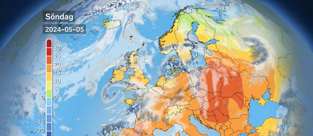 Prognos för Europavädret på söndag och framöver