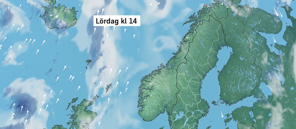 Väderkarta som visar väder i Sverige – prognos för i dag och kommande dagar.