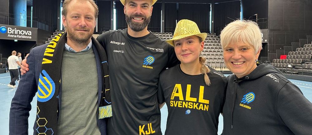HF Karlskrona efter avancemanget till Allsvenskan i handboll.
