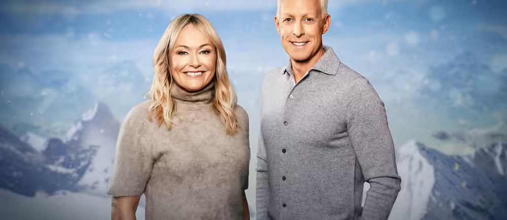 Yvette Hermundstad och André Pops i vintrig miljö.