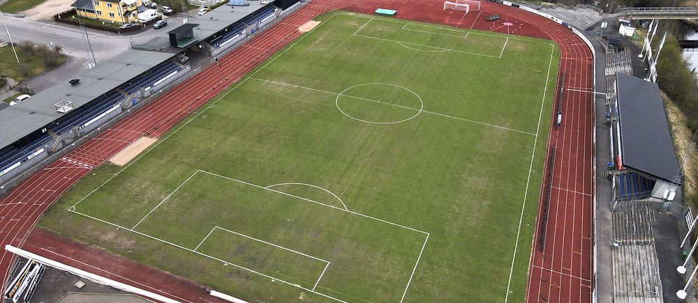 Finnvedsvallens fotbollsplan från ovan.