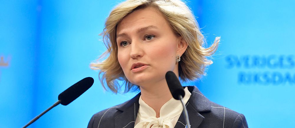 Ebba Busch Thor håller presskonferens efter sitt möte med talmannen.