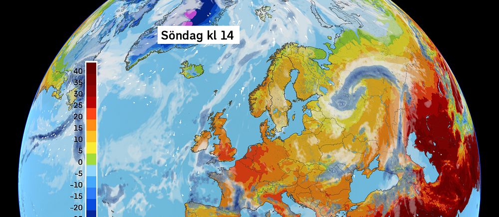 Väderkarta som visar väder i Europa – prognos för de kommande dagarna
