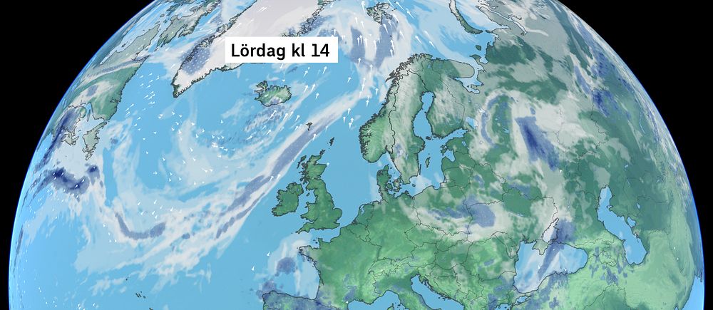 Väderkarta som visar väder i Europa – prognos för de kommande dagarna