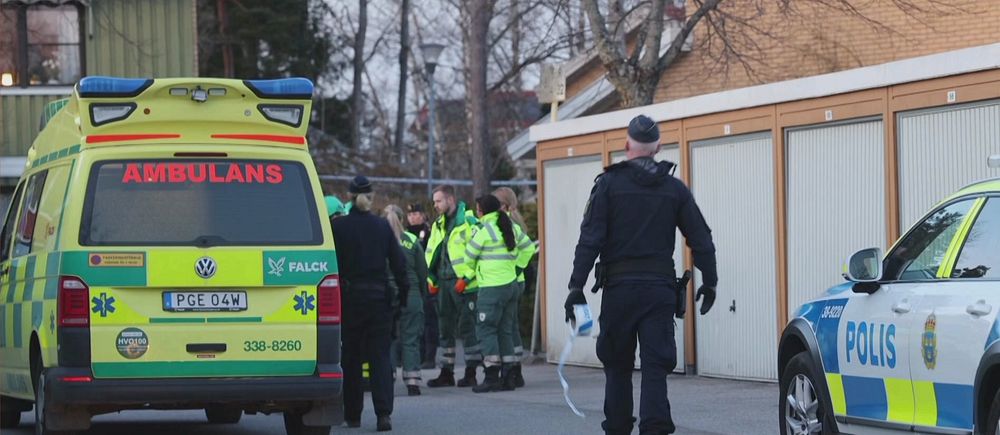 Två personer är gripna misstänkta för grovt brott efter att två döda barn hittats i en bostad i Södertälje.