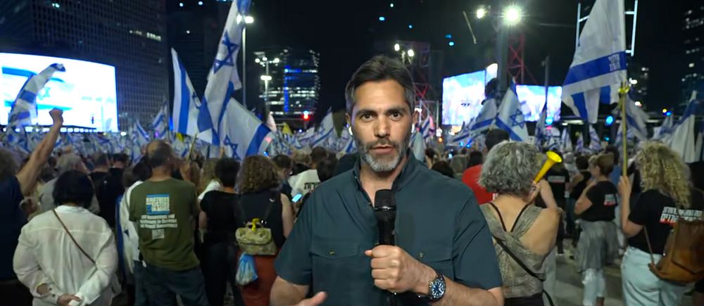 Samir Abu Eid vid protesterna i Israel