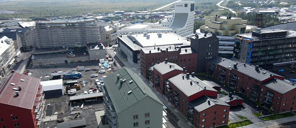 Vy över Kirunas nya centrum.