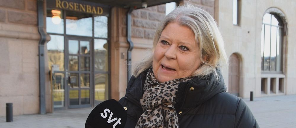 Socialtjänstministern Camilla Waltersson Grönvall intervjuas utanför Rosenbad